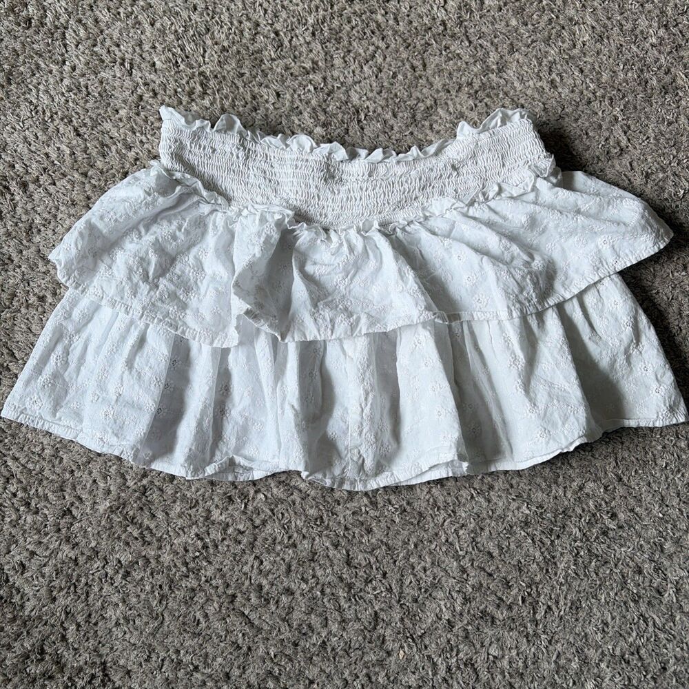 Wild Fable Flowy White Tiered Ruffled Mini Skort Skirt. 100% Cotton. Size Large
